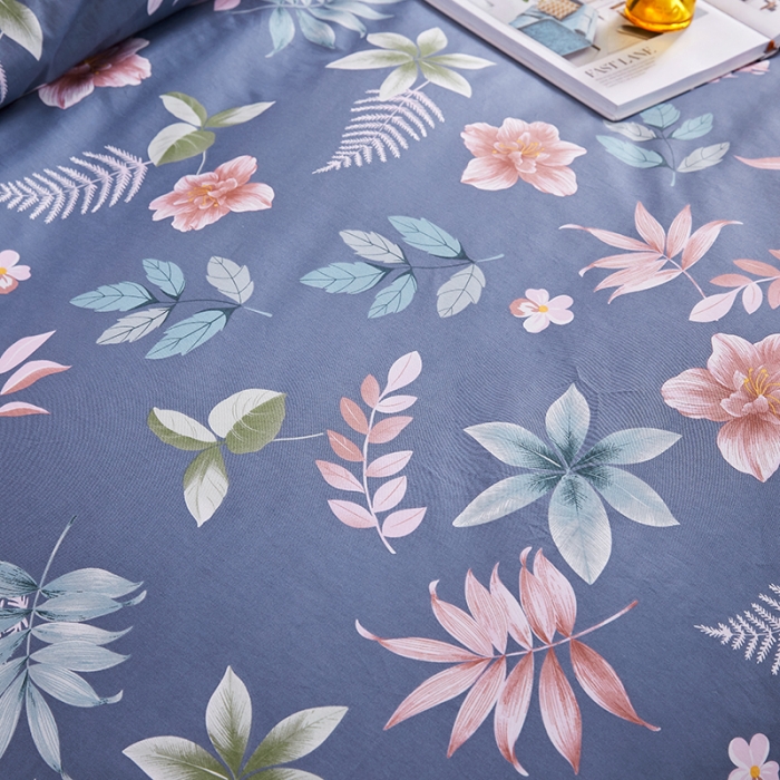 91家纺网 家纺一手货源 找家纺 十个点 2021新款弯边床裙四件套 绚放韵语-蓝