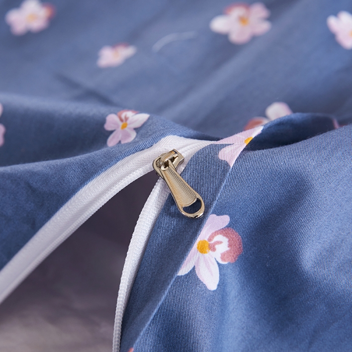 91家纺网 家纺一手货源 找家纺 十个点 2021新款弯边床裙四件套 绚放韵语-蓝