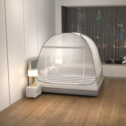 91家纺网 家纺一手货源 找家纺 鸿和蚊帐 2023新款小顶防蚊布款蚊帐蒙古包 曲线-蓝色