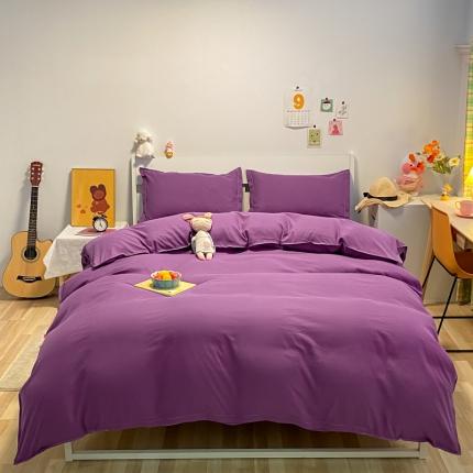 91家纺网 家纺一手货源 找家纺 贝拉梦2021新款美棉纯色系列四件套-曼妮紫