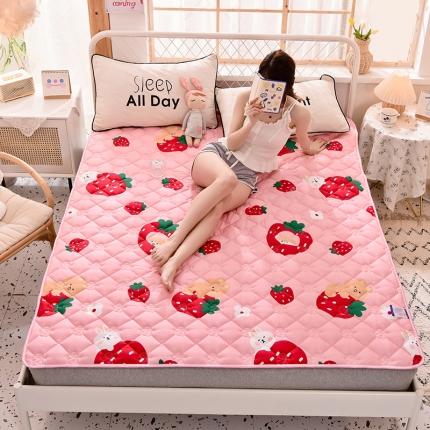 寐珂 2025新款全棉大豆纤维床垫薄款 草莓乐园