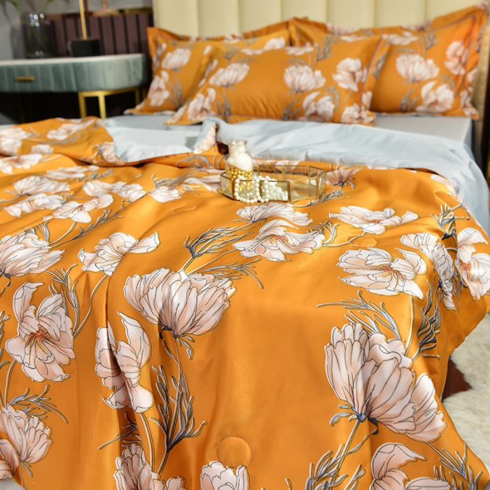 91家纺网 家纺一手货源 找家纺 梦柏2021新款水洗天丝夏被 夏凉被 花恋