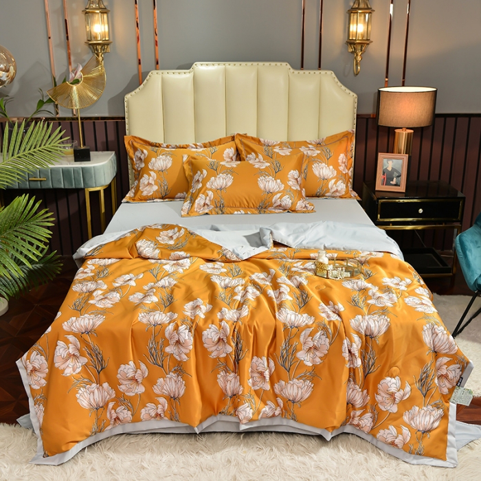 91家纺网 家纺一手货源 找家纺 梦柏2021新款水洗天丝夏被 夏凉被 花恋