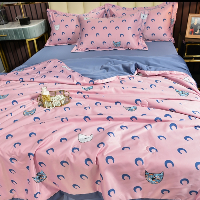 91家纺网 家纺一手货源 找家纺 梦柏2021新款水洗天丝夏被 夏凉被 月亮猫