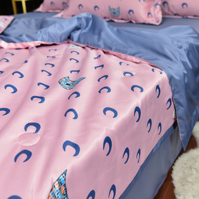 91家纺网 家纺一手货源 找家纺 梦柏2021新款水洗天丝夏被 夏凉被 月亮猫