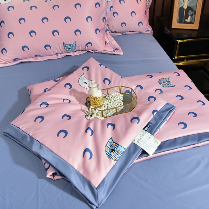 91家纺网 家纺一手货源 找家纺 梦柏2021新款水洗天丝夏被 夏凉被 月亮猫