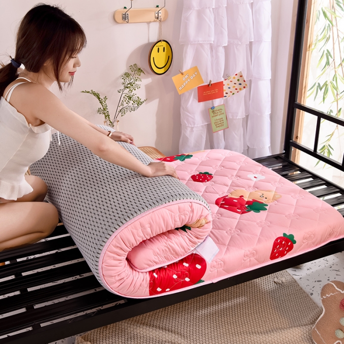 91家纺网 家纺一手货源 找家纺 寐珂 2025新款全棉大豆纤维床垫学生款 草莓乐园