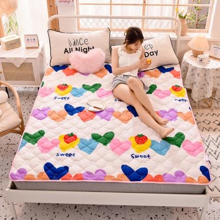 寐珂 2025新款全棉大豆纤维床垫薄款 爱心草莓