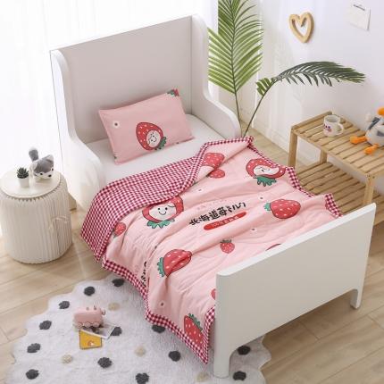 91家纺网 家纺一手货源 找家纺 吉咪兔 2023新款AB版40S全棉舒适夏凉被 大草莓