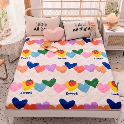 91家纺网 家纺一手货源 找家纺 寐珂 2025新款全棉大豆纤维床垫厚款 爱心草莓