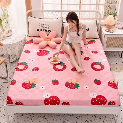 寐珂 2025新款全棉大豆纤维床垫厚款 草莓乐园