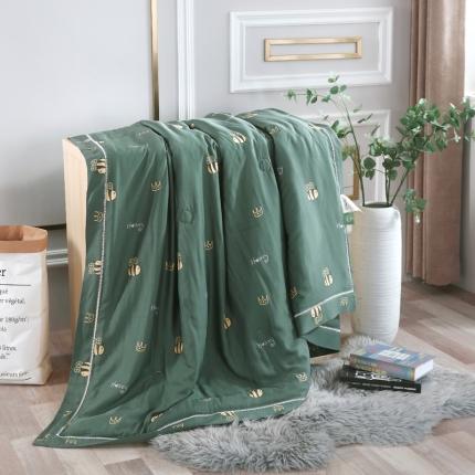 91家纺网 家纺一手货源 找家纺 娇逸 2021新款40天丝莫代尔镂空款夏凉被 小蜜蜂绿