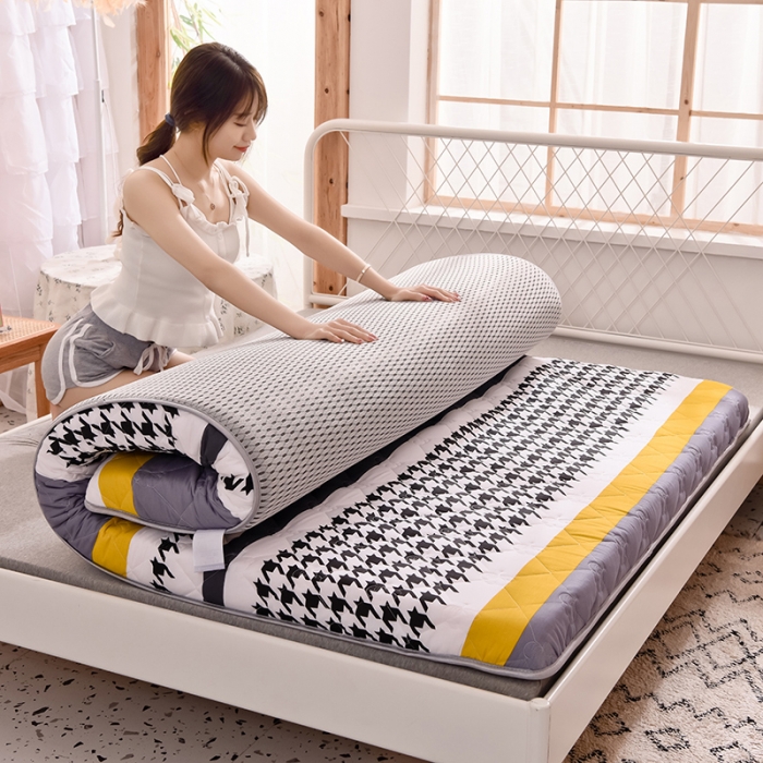 91家纺网 家纺一手货源 找家纺 寐珂 2025新款全棉大豆纤维床垫厚款 千鸟格调