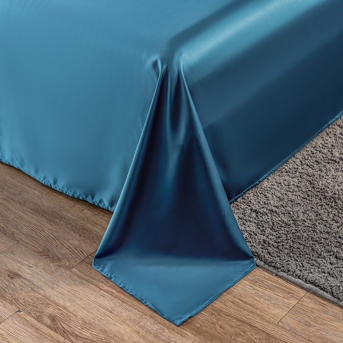 91家纺网 家纺一手货源 找家纺 丽莱美 2026爆款天丝冰丝床单 孔雀蓝