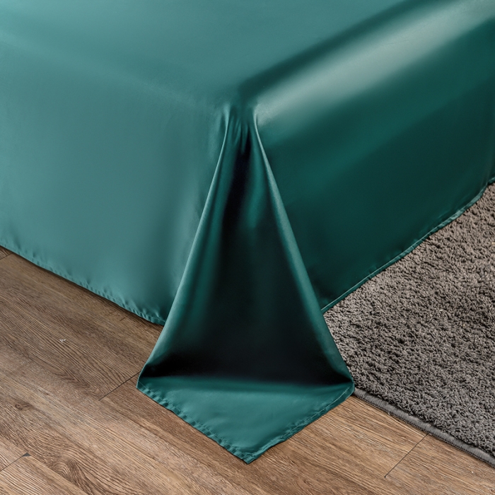 91家纺网 家纺一手货源 找家纺 丽莱美 2026爆款天丝冰丝床单 墨绿