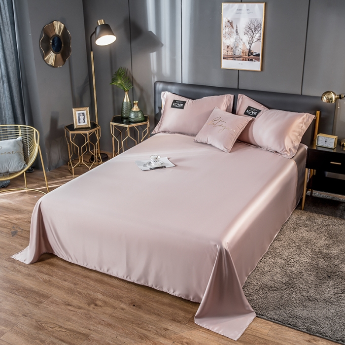 91家纺网 家纺一手货源 找家纺 丽莱美 2024爆款天丝冰丝床单 香槟色