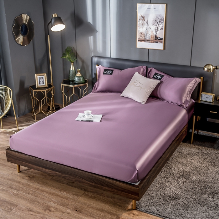 91家纺网 家纺一手货源 找家纺 丽莱美 2024爆款天丝冰丝床笠 豆沙