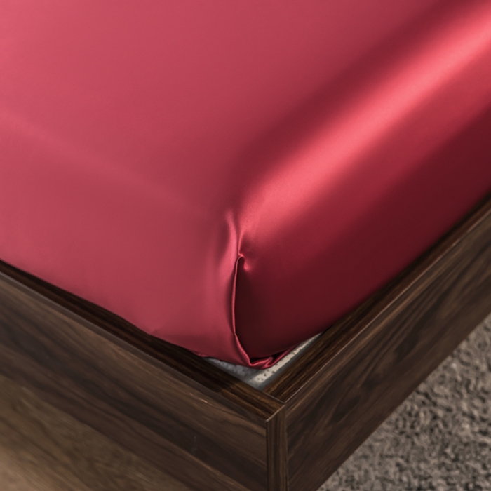 91家纺网 家纺一手货源 找家纺 丽莱美 2026爆款天丝冰丝床笠 酒红