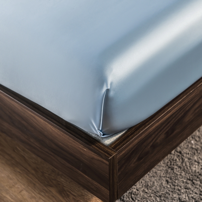 91家纺网 家纺一手货源 找家纺 丽莱美 2024爆款天丝冰丝床笠 天蓝