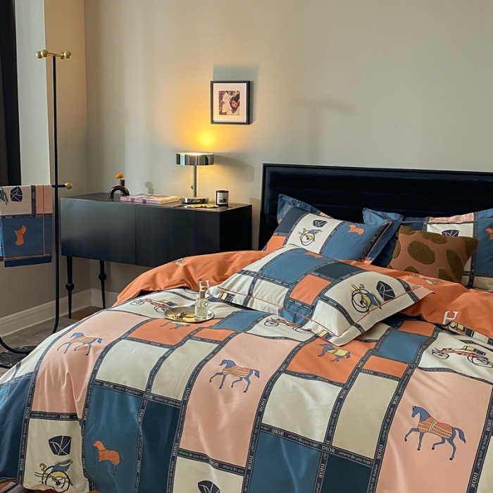 91家纺网 家纺一手货源 找家纺 棉生活 2021新款全棉铂金棉小资系列四件套 马车时代