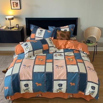 棉生活 2021新款全棉铂金棉小资系列四件套 马车时代