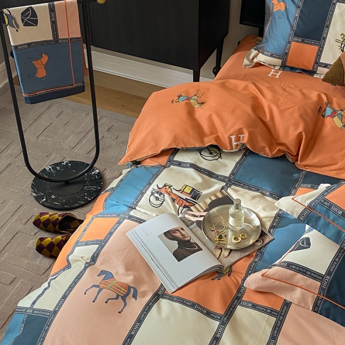 91家纺网 家纺一手货源 找家纺 棉生活 2021新款全棉铂金棉小资系列四件套 马车时代