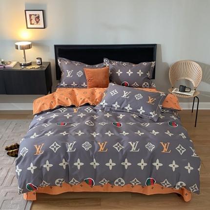 91家纺网 家纺一手货源 找家纺 棉生活 2021新款全棉铂金棉小资系列四件套 香榭丽舍-灰