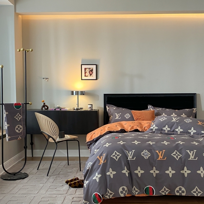 91家纺网 家纺一手货源 找家纺 棉生活 2021新款全棉铂金棉小资系列四件套 香榭丽舍-灰