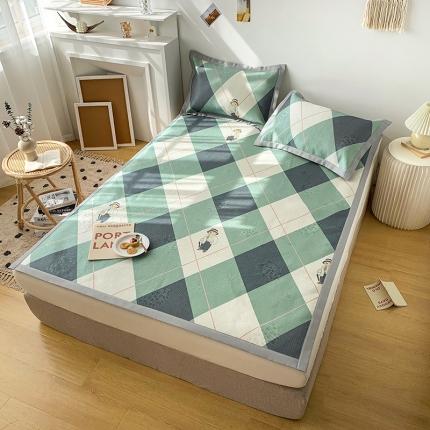 91家纺网 家纺一手货源 找家纺 懒猫 2021新款宽边圆网冰丝凉席三件套 绅士熊