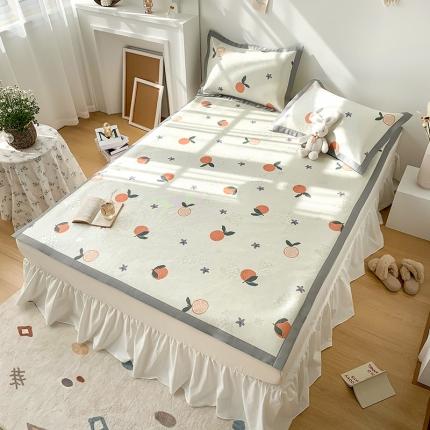 91家纺网 家纺一手货源 找家纺 懒猫 2021新款宽边圆网冰丝凉席三件套 硕果