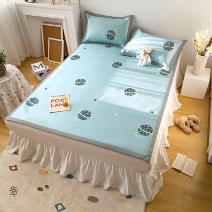 91家纺网 家纺一手货源 找家纺 懒猫 2021新款宽边圆网冰丝凉席三件套 探索星球