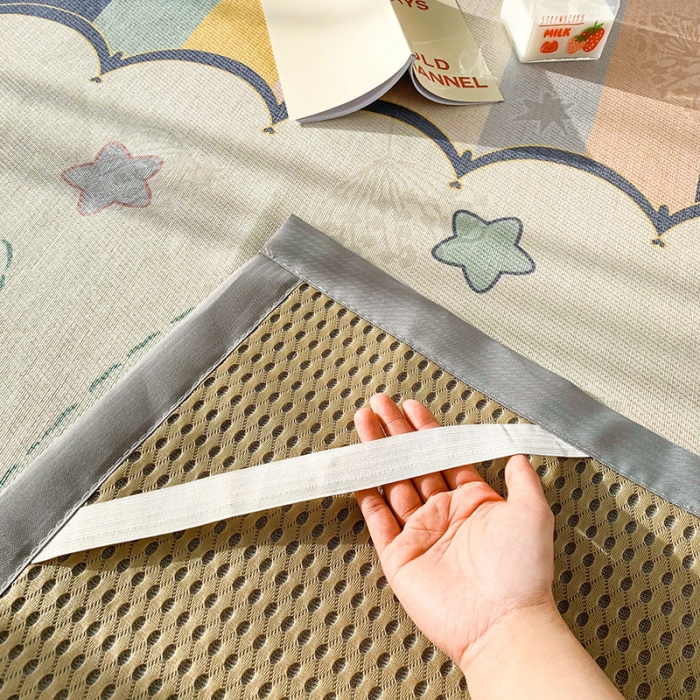 91家纺网 家纺一手货源 找家纺 懒猫 2021新款宽边圆网冰丝凉席三件套 兔小哈