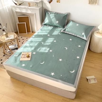 91家纺网 家纺一手货源 找家纺 懒猫 2021新款宽边圆网冰丝凉席三件套 星月