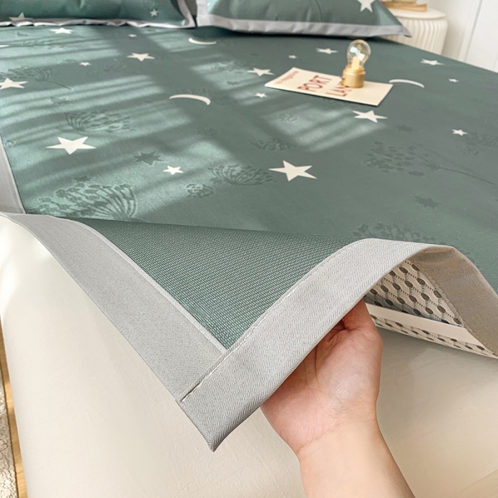 91家纺网 家纺一手货源 找家纺 懒猫 2021新款宽边圆网冰丝凉席三件套 星月