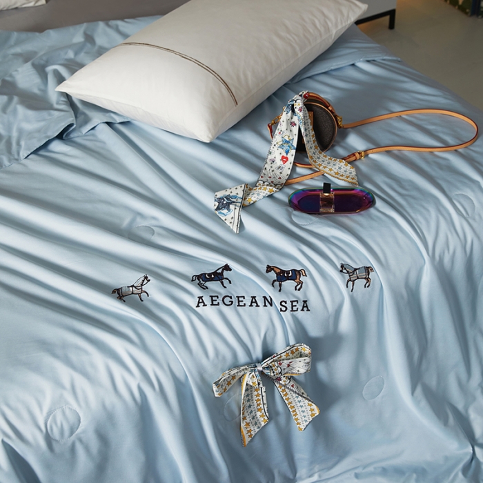 91家纺网 家纺一手货源 找家纺 凡客 2021春夏新款水洗真丝丝巾夏被 凡尔赛（天蓝）