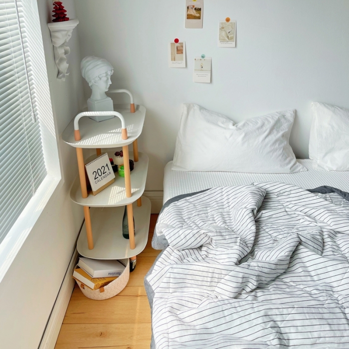 91家纺网 家纺一手货源 找家纺 尚品本色 2023新款水洗棉夏被 白细条