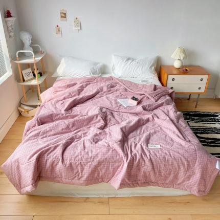 91家纺网 家纺一手货源 找家纺 尚品本色 2023新款水洗棉夏被  小粉格