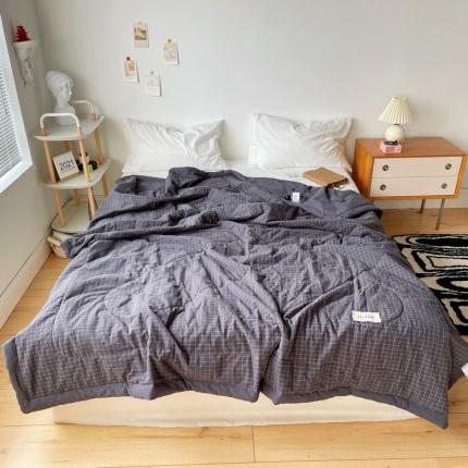 91家纺网 家纺一手货源 找家纺 尚品本色 2023新款水洗棉夏被 小灰格