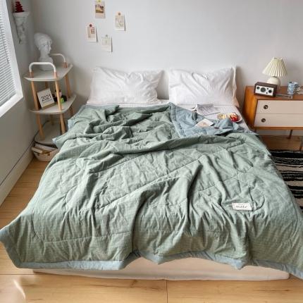 91家纺网 家纺一手货源 找家纺 尚品本色 2023新款水洗棉夏被 小绿格