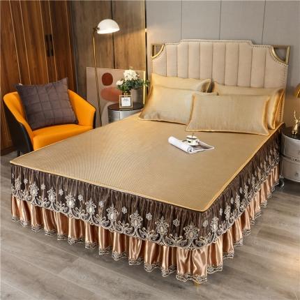 91家纺网 家纺一手货源 找家纺 （总）菊上家纺 2021新款冰藤席床裙款三件套