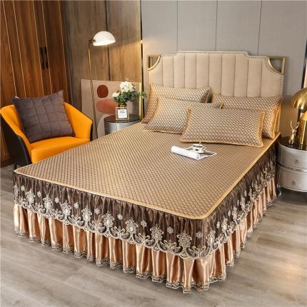 91家纺网 家纺一手货源 找家纺 （总）菊上家纺 2021新款冰藤席床裙款三件套