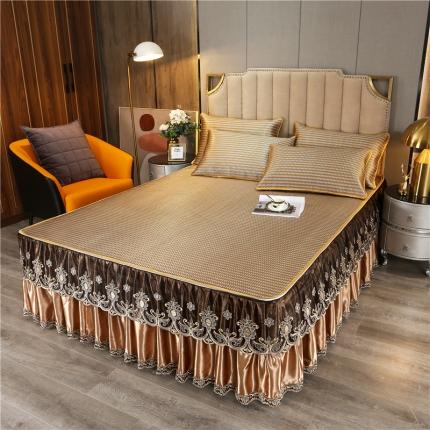 91家纺网 家纺一手货源 找家纺 （总）菊上家纺 2021新款冰藤席床裙款三件套