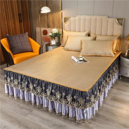 91家纺网 家纺一手货源 找家纺 菊上家纺 2021新款冰藤席床裙款三件套 香妃紫