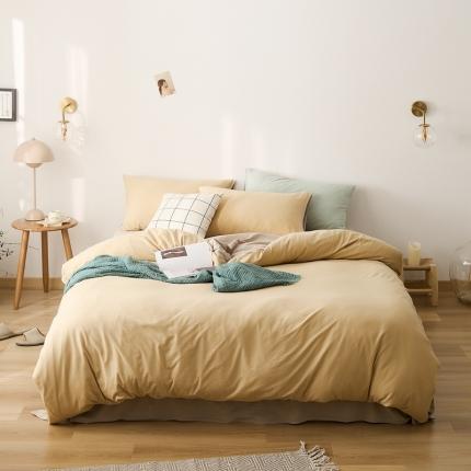 91家纺网 家纺一手货源 找家纺 （总）原研家居 2021新款全棉针织棉纯色系列四件套