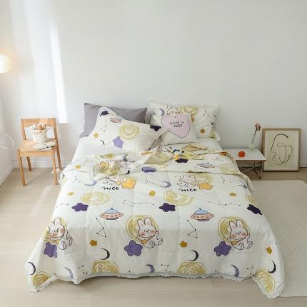 91家纺网 家纺一手货源 找家纺 丽笙被芯2021新款全棉印花花边夏被第三批森呼吸LS026