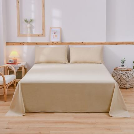 91家纺网 家纺一手货源 找家纺 恋人优选 2023新款纯棉水洗单床单 米色