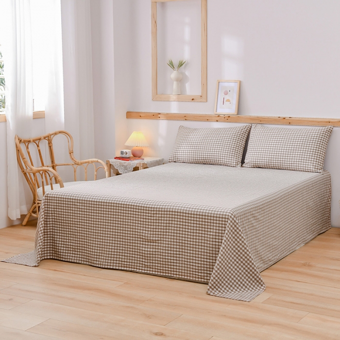 91家纺网 家纺一手货源 找家纺 恋人优选 2023新款纯棉水洗单床单 米小格