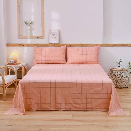 91家纺网 家纺一手货源 找家纺 恋人优选 2023新款纯棉水洗单床单 七夕粉大