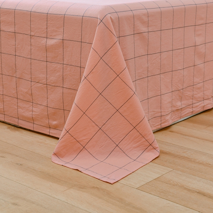 91家纺网 家纺一手货源 找家纺 恋人优选 2023新款纯棉水洗单床单 七夕粉大