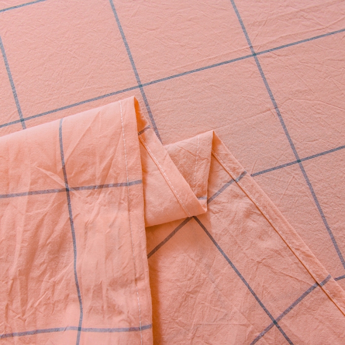 91家纺网 家纺一手货源 找家纺 恋人优选 2023新款纯棉水洗单床单 七夕粉大